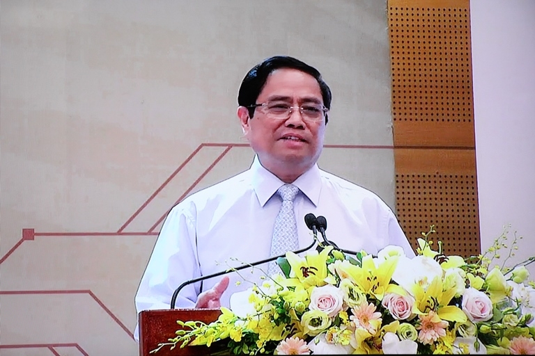 Thủ tướng Chính phủ Phạm Minh Chính phát biểu chỉ đạo hội nghị, Ảnh chụp màn hình