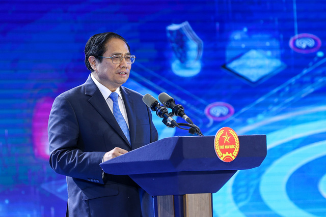Thủ tướng Chính phủ Phạm Minh Chính phát biểu tại lễ công bố (ảnh VGP/Nhật Bắc)