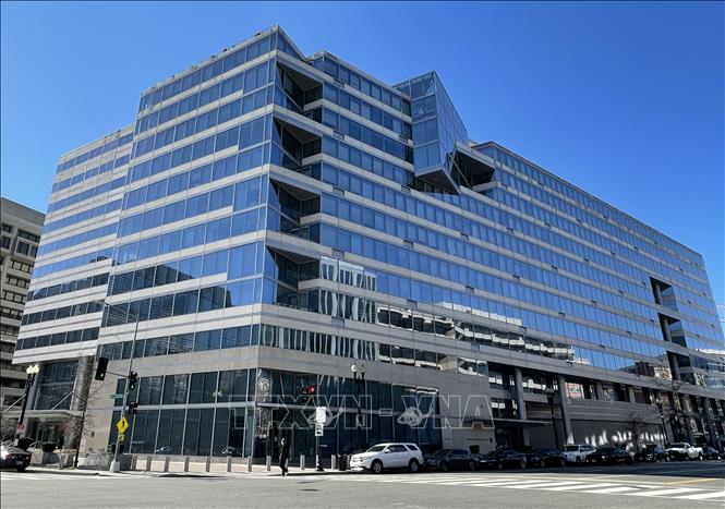 Tòa nhà Quỹ Tiền tệ quốc tế (IMF) ở Washington, DC, Mỹ. Ảnh: AFP/TTXVN