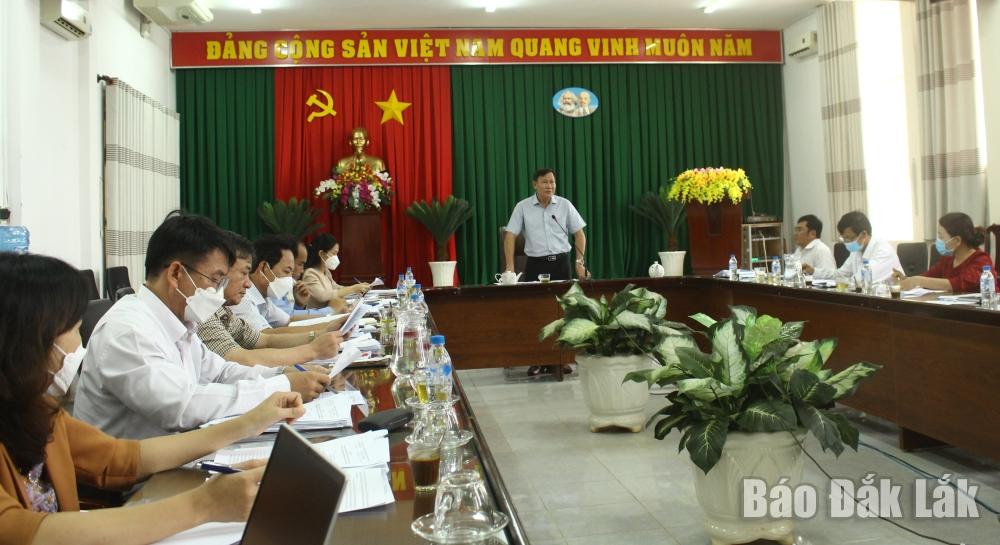 Phó Chủ tịch HĐND tỉnh Trần Phú Hùng phát biểu tại buổi làm việc.