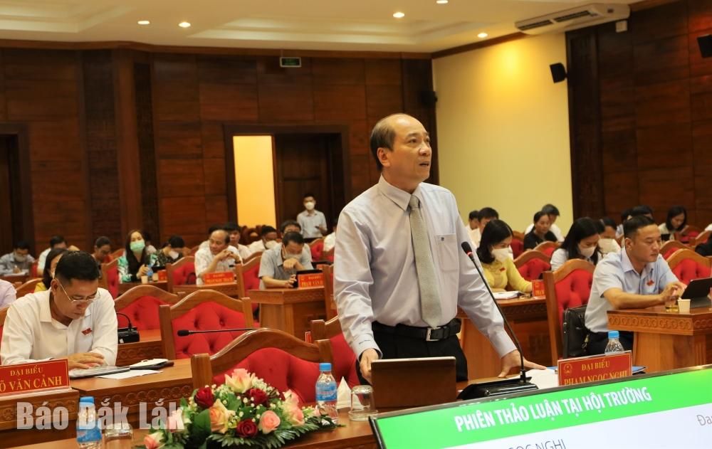 Phó Bí thư Tỉnh ủy, Chủ tịch UBND tỉnh Phạm Ngọc Nghị phát biểu thảo luận tại Kỳ họp.
