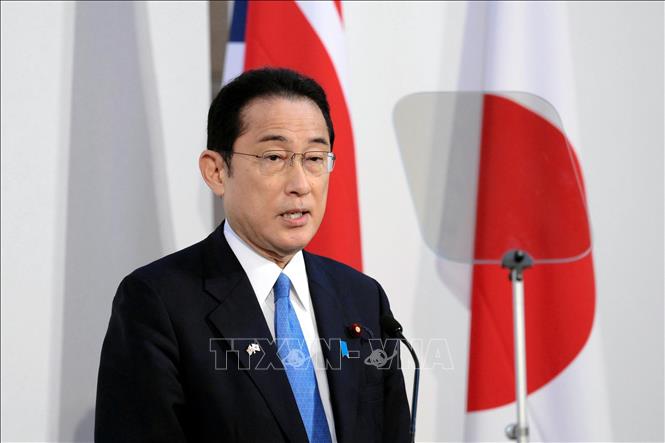 Thủ tướng Nhật Bản Kishida Fumio tại London, Anh ngày 5/5/2022. Ảnh: Kyodo/TTXVN