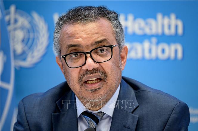 Tổng Giám đốc Tổ chức Y tế Thế giới (WHO) Tedros Adhanom Ghebreyesus trong một cuộc họp báo tại Geneva, Thuỵ Sĩ. (Ảnh: AFP/TTXVN)
