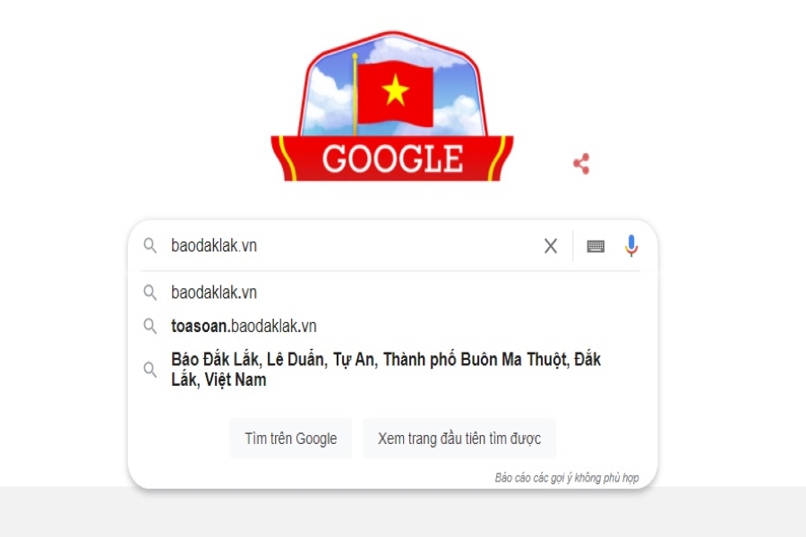 Biểu tượng mới của Google chào mừng ngày Quốc khánh Việt Nam 2-9.