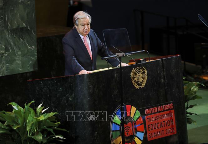Tổng Thư ký LHQ Antonio Guterres phát biểu tại Hội nghị Thượng đỉnh về chuyển đổi giáo dục toàn cầu ở New York, Mỹ, ngày 19/9/2022. (Ảnh: THX/TTXVN)