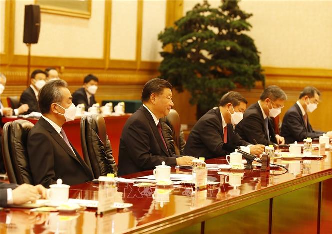  Tổng Bí thư, Chủ tịch Trung Quốc Tập Cận Bình tại buổi hội đàm. (Ảnh: TTXVN)