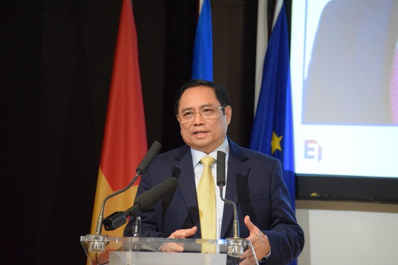 Thủ tướng Chính phủ Phạm Minh Chính phát biểu tại Diễn đàn doanh nghiệp Việt-Pháp. (Nguồn: TTXVN)