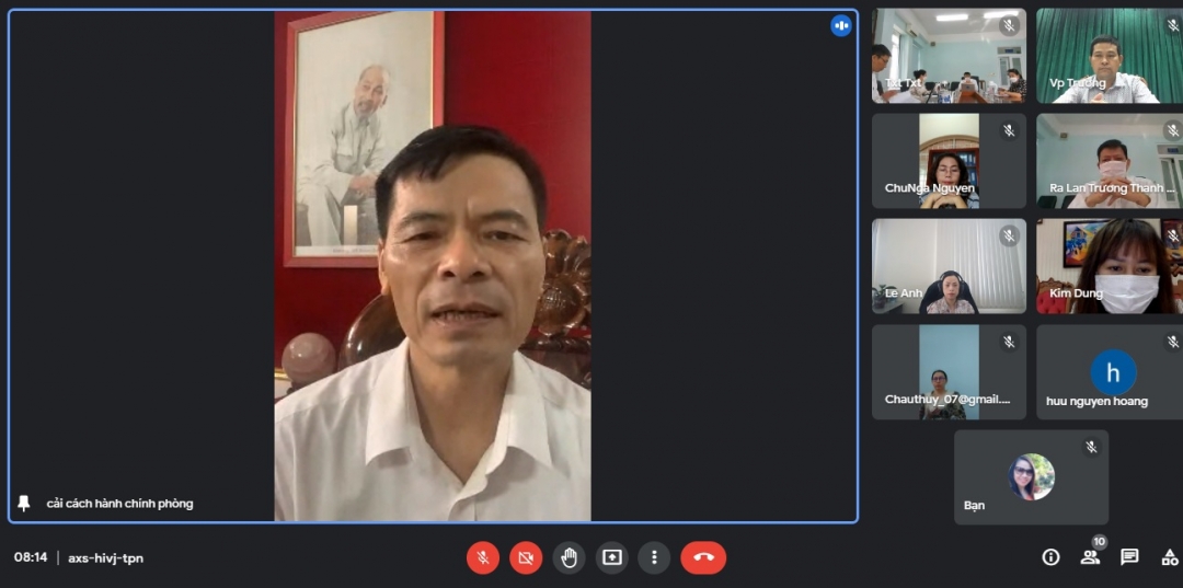 Phó Giám đốc Sở Nội vụ, Trưởng Đoàn kiểm tra 2038 Hoàng Mạnh Hùng phát biểu tại buổi làm việc. (Ảnh chụp màn hình)