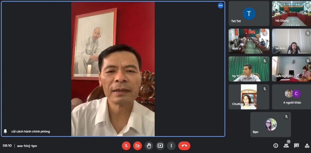 Phó Giám đốc Sở Nội vụ, Trưởng Đoàn kiểm tra 2038 Hoàng Mạnh Hùng phát biểu tại buổi làm việc. (Ảnh chụp màn hình)
