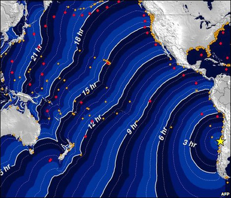Những cơn sóng thần bắt nguồn từ trận động đất này đang tràn sang châu Á, tương đương với tốc độ máy bay.
