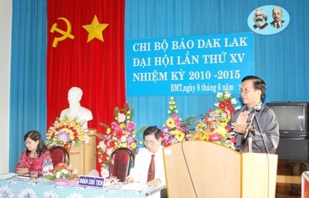 Đồng chí Trương Minh Thắng, Tổng biên tập, Bí thư Chi bộ Báo Dak Lak phát biểu khai mạc Đại hội  (Ảnh: P.H)