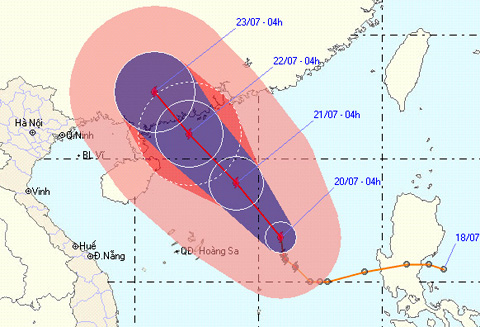 Hướng đi của cơn bão Chanthu