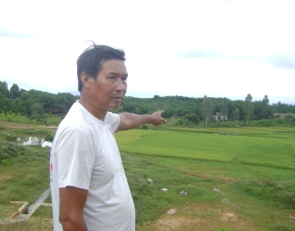 Ông Khiển bên cánh đồng thôn 1