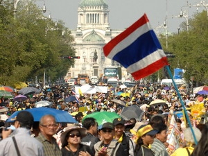 Phe áo vàng biểu tình tại Bangkok. Ảnh: THX