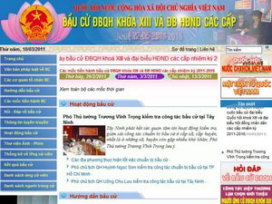 Ảnh chụp giao diện của website chuyên biệt về bầu cử