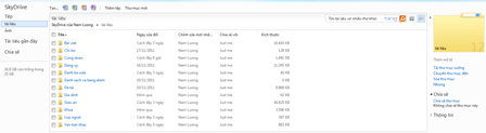 Giao diện tiếng Việt của Skydrive.