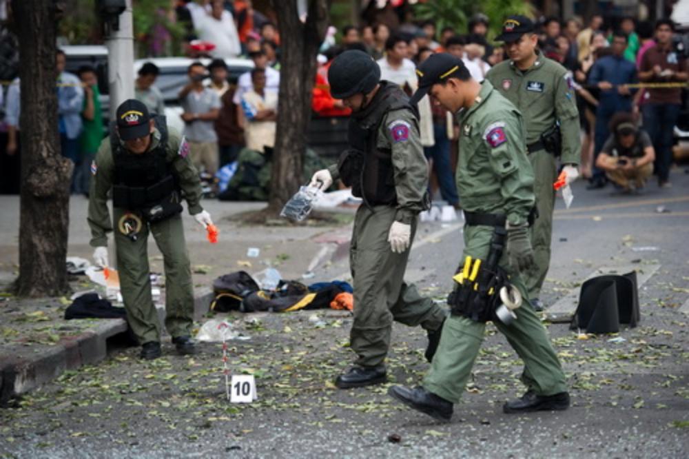  Hiện trường vụ đánh bom tại thủ đô Bangkok hôm 14-2. Ảnh: Internet