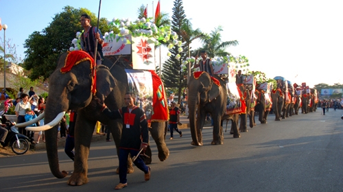 Voi tham gia Lễ hội đường phố trong Lễ hội cà phê Buôn Ma Thuột lần thứ 3 năm 2011 