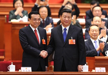 Tân Chủ tịch Trung Quốc Tập Cận Bình (phải) và Thủ tướng Lý Khắc Cường. Ảnh: Xinhua