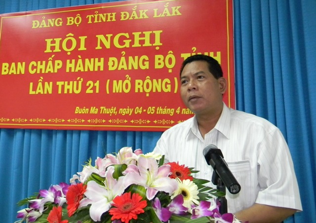 Bí thư tỉnh ủy Dak Lak Niê Thuật phát biểu khai mạc hội nghị 
