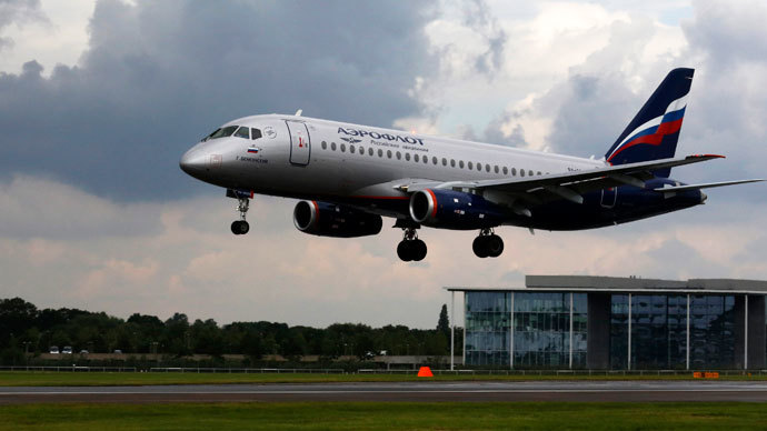 A Russian Sukhoi Superjet 100 in Aeroflot.(Reuters / Luke MacGregor)