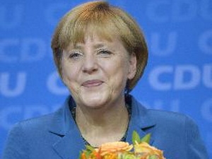 Thủ tướng Đức Angela Merkel mừng chiến thắng tại trụ sở của đảng CDU ở thủ đô Berlin sau cuộc bầu cử