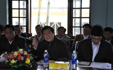 Chủ tịch nước Trương Tấn Sang phát biểu chỉ đạo tại Công ty TNHH MTV Lâm nghiệp M'drak