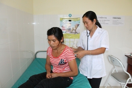 Khám bệnh cho người dân tại Trạm y tế xã Krông Jin (huyện M'Drak).