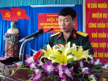 Thượng tá Trương Hồng Mận, Chỉ huy trưởng Ban Chỉ huy Quân sự thành phố báo cáo kết quả thực hiện nhiệm vụ quốc phòng-quân sự 6 tháng đầu năm.