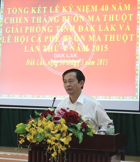 Phó Chủ tịch UBND tỉnh, Phó Trưởng Ban chỉ đạo, Trưởng Tiểu ban tổ chức Lễ hội Đinh Văn Khiết phát biểu kết luận Hội nghị