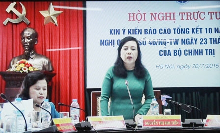 Bộ trưởng Bộ Y tế Nguyễn Thị Kim Tiến phát biểu tại Hội nghị. 