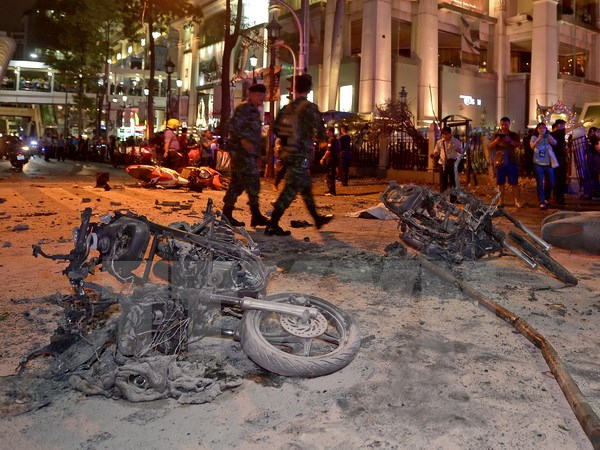 Hiện trường vụ đánh bom ở Bangkok. (Nguồn: AFP/TTXVN)