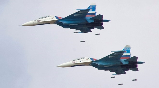 Máy bay chiến đáu của Nga tham gia không kích lực lượng IS. (Ảnh: Reuters)