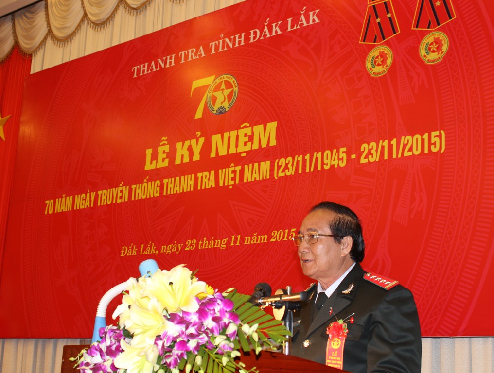 Ông Y Quang Siu, Chánh Thanh tra tỉnh đọc diễn văn ôn lại truyền thống của ngành Thanh tra