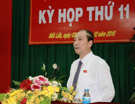 Chủ tịch UBND tỉnh Phạm Ngọc Nghị phát biểu ý kiến tại Kỳ họp (Ảnh: Hoàng Gia)
