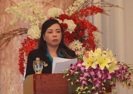 Bộ trưởng Bộ Y tế Nguyễn Thị Kim Tiến phát biểu khai mạc Hội nghị. 