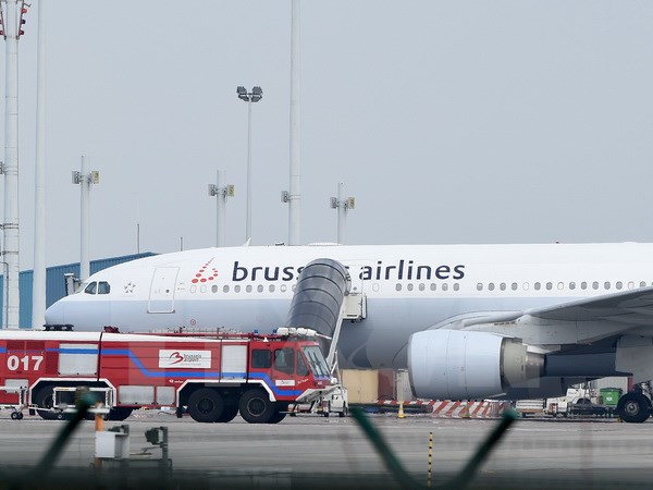 Máy bay của hãng Brussels Airlines tại sân bay Zaventem, Brussels, Bỉ ngày 22-3. (Nguồn: AFP/TTXVN)