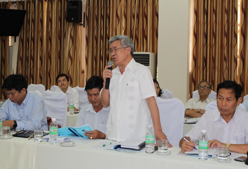 Chủ tịch Hội Doanh nghiệp tỉnh Dương Thanh Tương phát biểu đóng góp ý kiến tại Hội thảo.
