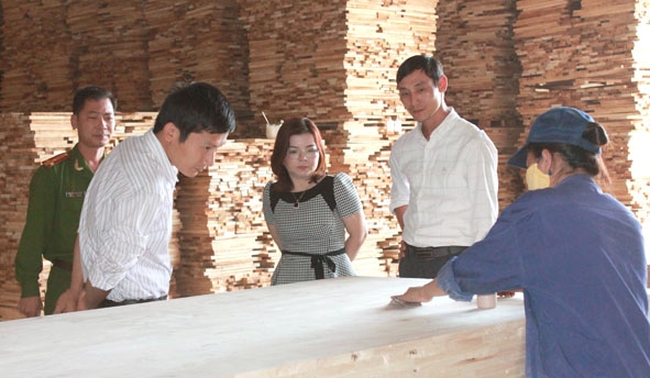 Đoàn kiểm tra liên ngành của tỉnh kiểm tra công tác ATVSLĐ tại Công ty Cổ phần Chế biến gỗ cao su Đắk Lắk.