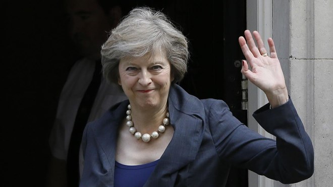 Bà Theresa May  bên ngoài Phủ Thủ tướng Anh. (Nguồn: AP)