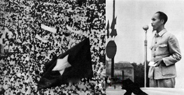 Chủ tịch Hồ Chí Minh đọc bản Tuyên ngôn độc lập ngày 2-9-1945. Ảnh: Tư liệu