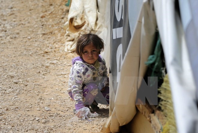 Trẻ em Syria tại trại tị nạn ở thị trấn Bar Elias, Liban ngày 13-5. (Nguồn: AFP/TTXVN)