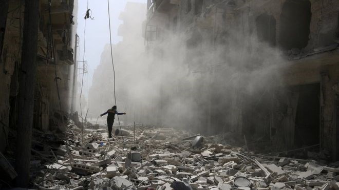 Cảnh đổ nát ở Syria. (Nguồn: Reuters)
