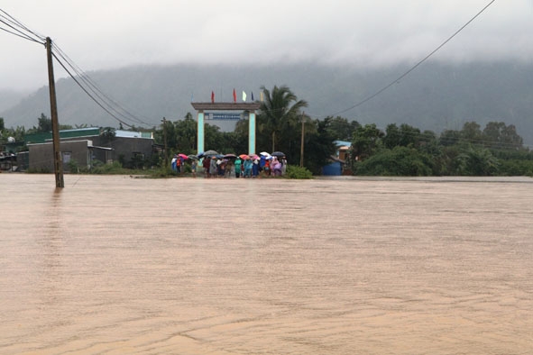 Nước lũ cô lập hơn 300 hộ dân ở thôn 5, 6  (xã Hòa Phong, huyện Krông Bông). 