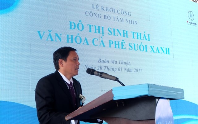 Phó Chủ tịch UBND tỉnh Nguyễn Tuấn Hà phát biểu tại buổi lễ khởi công