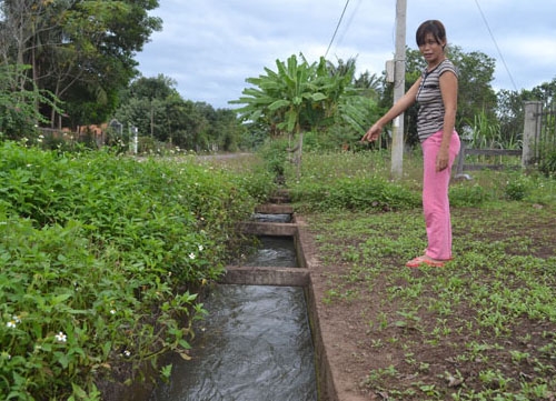 Lòng kênh nhỏ gây ngập nước ảnh hưởng đến đến sinh hoạt và sản xuất  của người dân thôn 7.