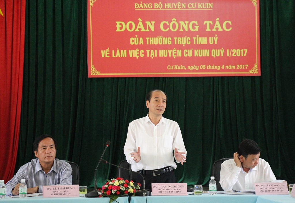 Phó Bí thư Tỉnh ủy, Chủ tịch UBND tỉnh Phạm Ngọc Nghị phát biểu tại buổi làm việc