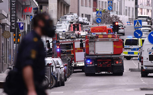 Hiện trường vụ tấn công khủng bố ở Stockholm, Thụy Điển. (Ảnh: AFP)