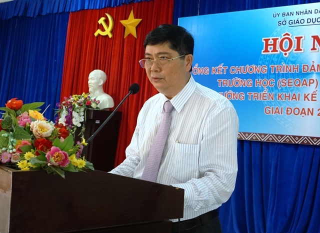 Giám đốc Sở GD-ĐT Phạm Đăng Khoa phát biểu khai mạc hội nghị.