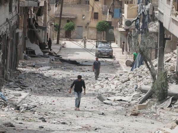 Khung cảnh hoang tàn ở Aleppo, Syria. (Ảnh: AP)